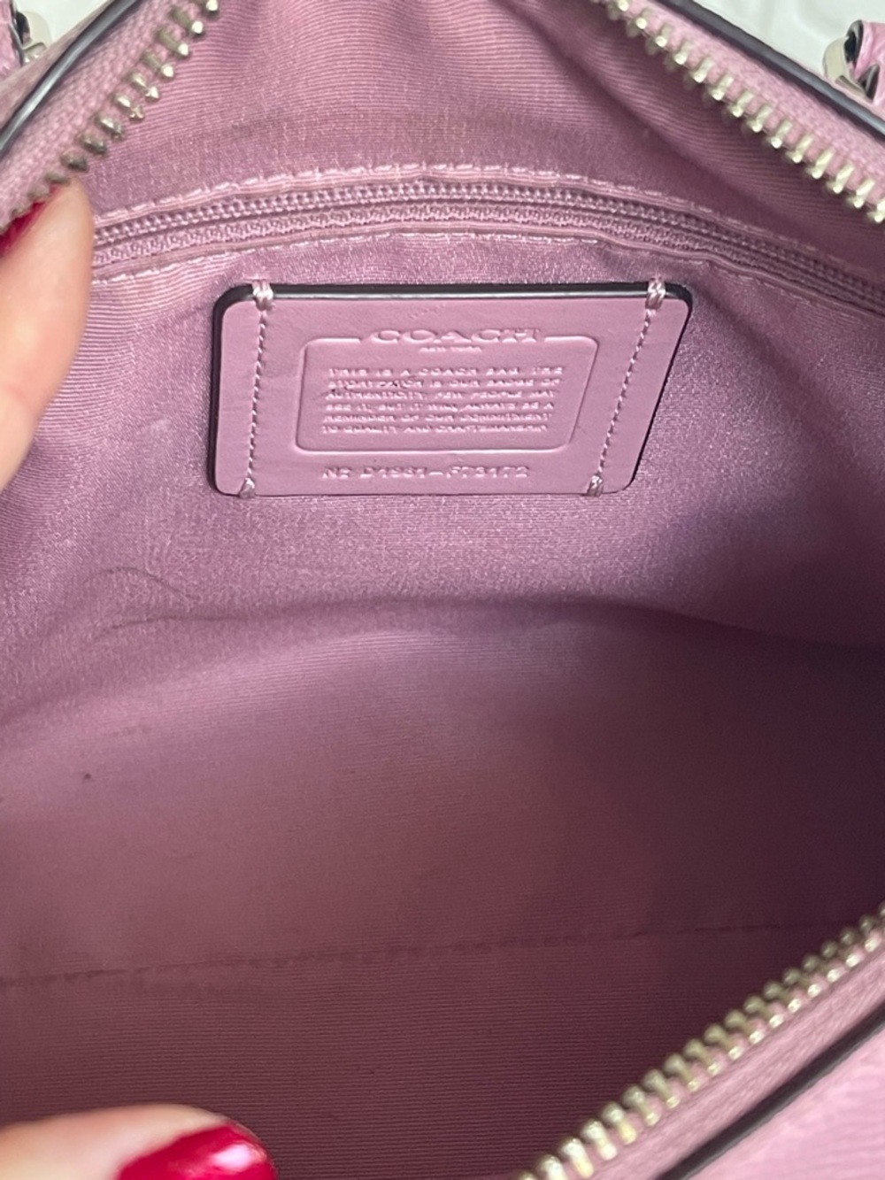Coach Mini Benet Lilac Pink Tulip Floral crystal Stud Leather Satchel with Strap - Picture 8 of 10
